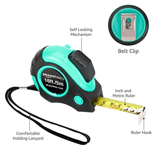 Amazon Basics Tape Measure - 4.88 Meters, Turquoise — view 2