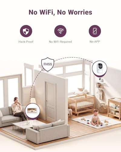 Comfyer BM01 7" HD Split-Screen Baby Monitor with 2 Cameras, Video Baby Monitor with Camera and Audio, Flexible Bracket, Non-WiFi, VOX Mode, 2 Way Audio, Remote PTZ, Auto Night Vision — view 3