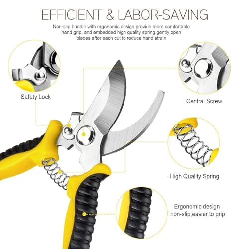 3 Pack Garden Pruning Shears Stainless Steel Blades Handheld Pruners Set with Gardening Gloves — view 3