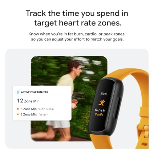 Fitbit Inspire 3 Health & Fitness Tracker with Stress Management, Workout Intensity, Sleep Tracking, 24/7 Heart Rate - 3-Month Google Health Premium Membership Included - Midnight Zen/Black — view 4