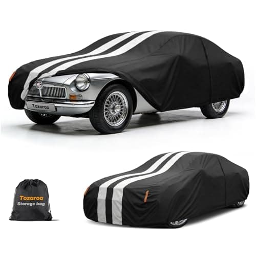 Multi-Layer Car Cover Custom Fit for MG MGB (1962-1981), 100% Waterproof All Weather for Automobiles, Gift with Towel, Heavy Duty Car Covers for Rain Sun UV Protection with Door Zipper.