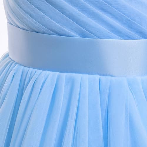Glamulice Flower Girl Dress Sky Blue Lace Bridesmaid Long A Line Princess Wedding Pageant Dresses Tulle Spaghetti Strap 11 12 Kids Formal Communion Dance Ball Gown Elegant Ballgown Graduation New Year