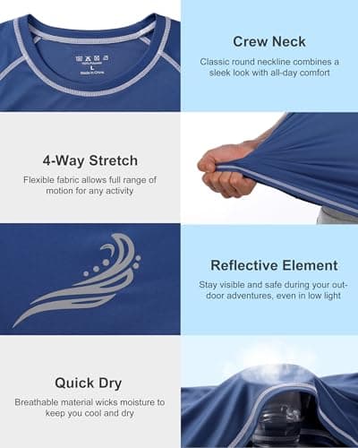 Roadbox Mens UPF 50+ Swim Shirt, Short Sleeve UV Sun Protection Rash Guard, Quick Dry Water T-Shirt Surf Running Workout Tee — view 4