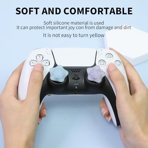 Flyingmage Glitter Star Switch 2 Joycon Thumb Grips Caps, 4 PCS Cute Kawaii 3D Silicone Analog Thumbstick Button Cover for PS5/PS4, Xbox Series X/S, Xbox One, Switch PRO Controller Joystick Caps — view 4
