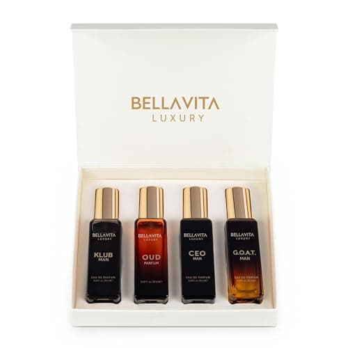BellaVita Luxury Men's Perfume Gift Set with CEO Man, G.O.A.T., KLUB & OUD | 4 x 20ml (80ml) | Long Lasting Perfume for Men | Citrus, Woody, Patchouli & Caramel Notes | Gift for Father's Day — view 8