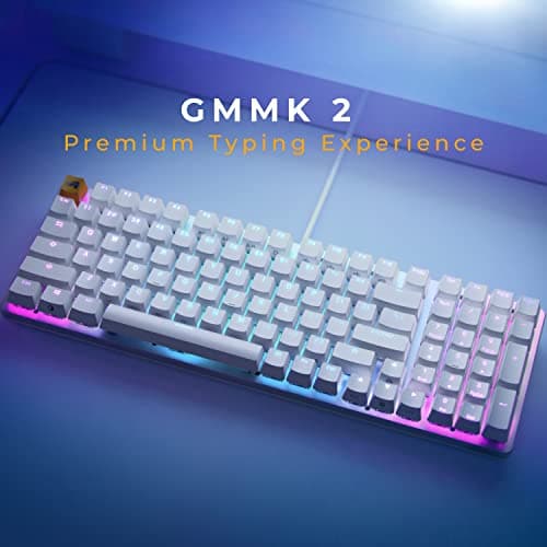 Glorious Gaming - White Keyboard - Hot Swappable Mechanical Switches - Full Size Wired Keyboard - Low-Profile - Cherry Mx Style - Double Shot Keycaps & Linear Switches - PC Gaming Setup Accessories