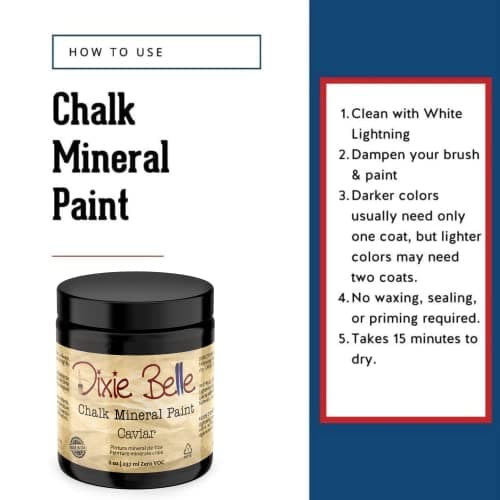 Dixie Belle Paint Company Chalk Finish Furniture Paint - Caviar (8oz) - Matte Black Chic Chalk Mineral DIY Furniture Paint — view 2