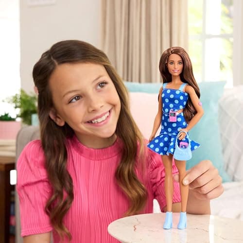 Barbie Fashionistas Doll #242, Barbie Doll with Type 1 Diabetes Wearing Polka Dot Outfit and Accessories, in Partnership with Breakthrough T1D