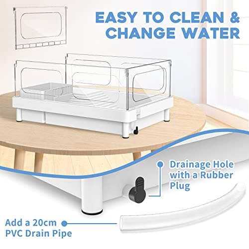 MoonOrange Small Turtle Tank Kit(Tank+Light+Filter), Acrylic Turtle Tank Starter Kit with Bask Platform, Bottom Drain, Multi-Function Area for Small Reptiles.(White) — view 5