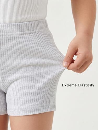Bumeex Girls Bike Shorts Cartwheel Biker Kids 6 Pack Spring Summer Clothes Safety Shorts Under Dress Dance Size 6-7 Years Black/Grey/White/Ivory/Lt Pink/Dark Pink — view 3