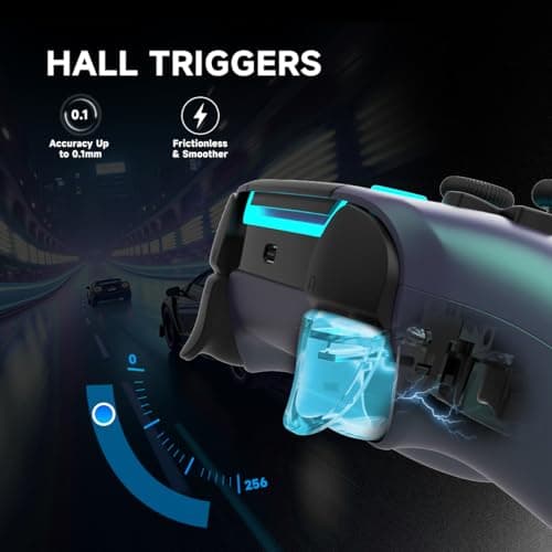ASRVA Chrome Blue Wireless Pro Controller for PS5,4 Back Buttons,Hall Effect Joystick(No Drift),Micro-Switch,Gyro,Macro,1000mAh,RGB,Compatible with PS5/Pro/Slim/PC/iOS/Android — view 3