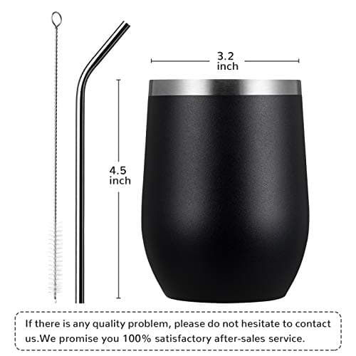 MEWAY 12oz Wine Tumbler 16 Pack Bulk Gifts for Women,Double Wall Vacuum Stainless Steel Travel Mug with Lid,Insulated Stemless Wine Cup Glass for Coffee,Cocktails,Drinks(Black,73 Piece Set) — view 2
