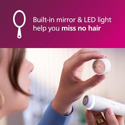 Philips Beauty Cordless 5000 Facial Hair Remover for Women, Electric Facial Hair Removal Shaver for Upper Lip, Chin, Cheeks & Jawline, Gentle Hair Removal at Home & On‑the‑Go, BRR474/00 — view 3