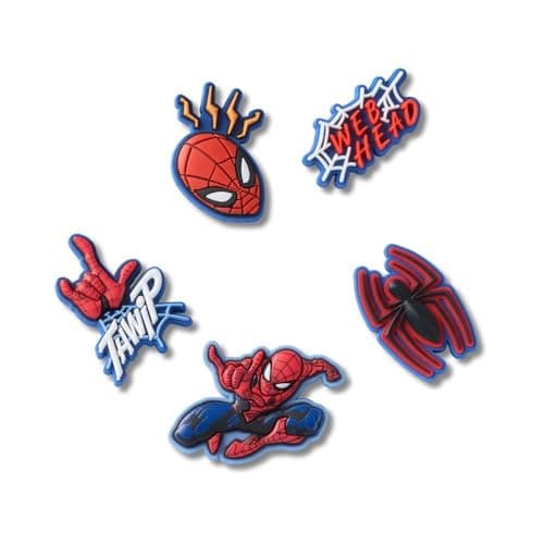 Crocs Jibbitz DC/Marvel Super Hero Shoe Charm Packs, Spider-Man Web, 5-Pack