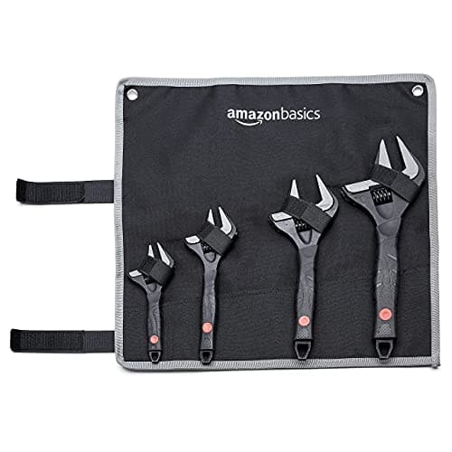 Amazon Basics 4-Piece Wide Jaw Adjustable Wrench Set with Soft Grip, Includes: 6-inch (150mm), 8-inch (200mm), 10-inch (250mm), 12-inch (300mm) — view 4