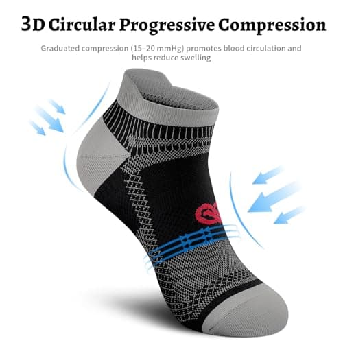 PAPLUS Ankle Compression Socks Women and Men 2/4/6 Pairs, Low Cut Compression Running Socks Men with Ankle Support — view 3