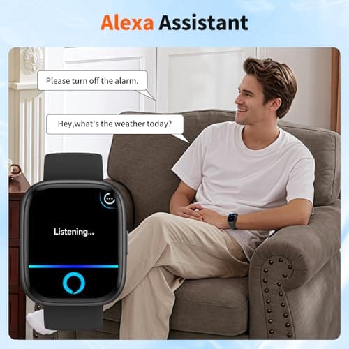 Smart Watch for Men Women, 1.83" HD, Alexa Built-in, Bluetooth 5.3 Calls & Notifications, IP68 Waterproof,100+ Sport Modes,Fitness Tracker/Heart Rate/SpO2/Sleep Monitor for Android iOS (Black) — view 2