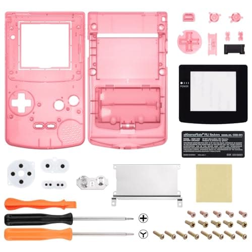 IPS Ready Upgraded eXtremeRate Cherry Pink Replacement Shell Full Housing Cover & Black Screen Lens for Gameboy Color – Fit for GBC OSD IPS & Regular IPS & Standard LCD – Console & IPS Screen Without — view 2