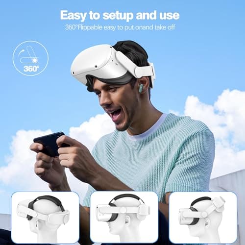 VZNEK Head Strap Compatible with Oculus Quest 2,Meta Quest 2 Accessories Adjustable Elite Strap Replacement for Enhanced Comfort Support and Gaming Immersion in VR (Without Battery) — view 6