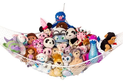 Lilly's Love Large Stuffed Animal Net Hammock for Plushie Toys | Corner Hanging Organizer for Your Teddy and Stuffy Collection | Easy to Hang w/Included Anchors & Hooks (White)