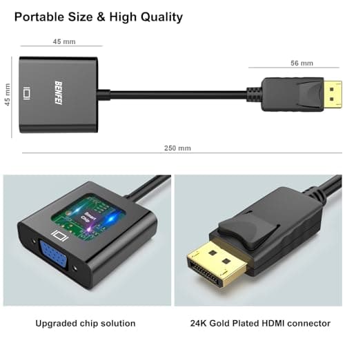 BENFEI DisplayPort to VGA,Gold-Plated Uni-directional DP Computer to VGA Screen Adapter 1080P (Male to Female) Compatible for Lenovo, Dell, HP, ASUS — view 5