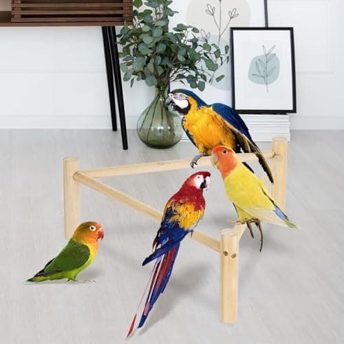 Chicken Perch for Coop & Brooder, Pine Wooden Chicken Toys & Coop Accessories for Chicken Triangular Gym Roosting Bar for Large Hens Parrots Birds, Natural Poultry Stand Chicken Nesting Support — view 4