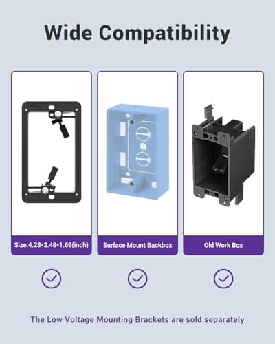 VCE Single Brush Wall Plate, Cable Pass Through Insert for Wires, Single Gang Cable Access Strap, Wall Socket for HDTV, Home Theater Systems - Black (2-Pack) — view 8