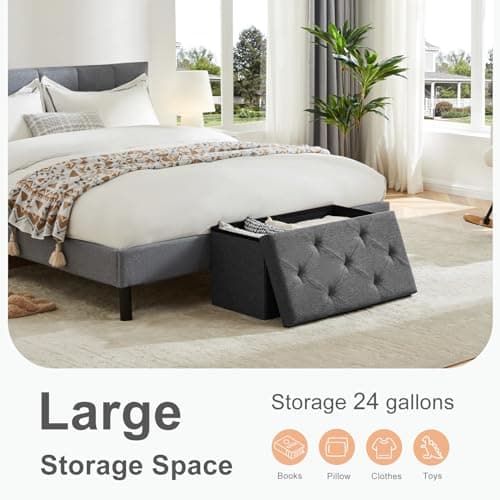 Sweetcrispy 30 Inch Folding Storage Ottoman Bench, Ottoman with Storage — view 3