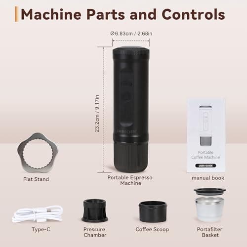 DIVINOCAFFÉ Portable Espresso Machine, 20 Bar Self Heating Travel Coffee Maker, Compatible with NS Capsules & Coffee Powder, Mini Espresso Machine for RV, Hiking, Office, Car, Black — view 6
