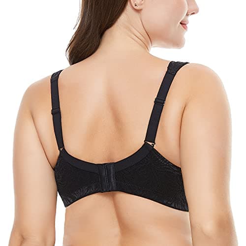WingsLove Women's Full Coverage Non Padded Comfort Bra Minimizer Wire-Free Bra, Black, 42DD — view 4