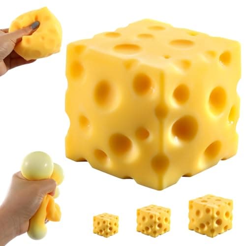 Cheese Squishy (6cm),Cheese Block Squeeze Toy,Squishies Stress Relief Fidget Toys,Stocking Stuffer Novelty Birthday Gifts for Kids Teens Boys Girls (2.4 inch)