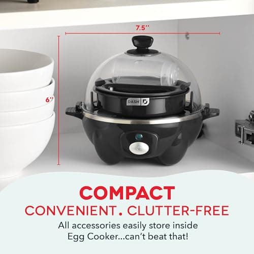 Dash Rapid Egg Cooker - Boiler, Poacher & Steamer - Includes Measuring & Recipe Guide - Dishwasher Safe - BPA Free - Holds 7 Eggs, Black — view 4