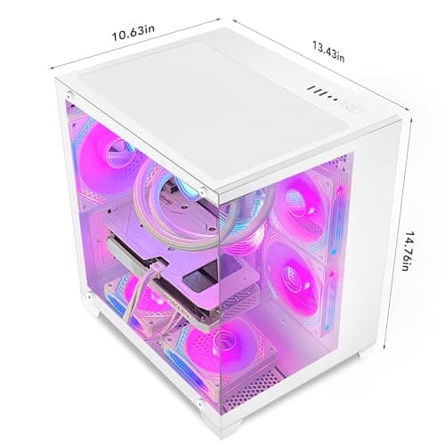 HELLOLAND Gaming PC Desktop Computer | AMD Ryzen 7 7800X3D & RTX 5070 12GB | 32GB DDR5 6000MHz RAM | 1TB SSD | PSU 650W | 240mm Liquid Cooler & ARGB Fans with Software | Windows 11 | White — view 4