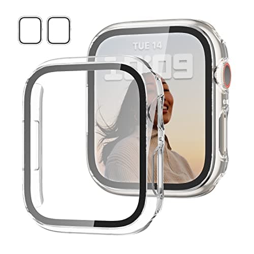 2 Pack Case with Tempered Glass Screen Protector for Apple Watch SE3(2025) SE2 Series 6/5/4/SE 40mm,JZK Slim Guard Bumper Full Coverage Hard PC Protective Cover Ultra-Thin Cover for iWatch 40mm,Clear