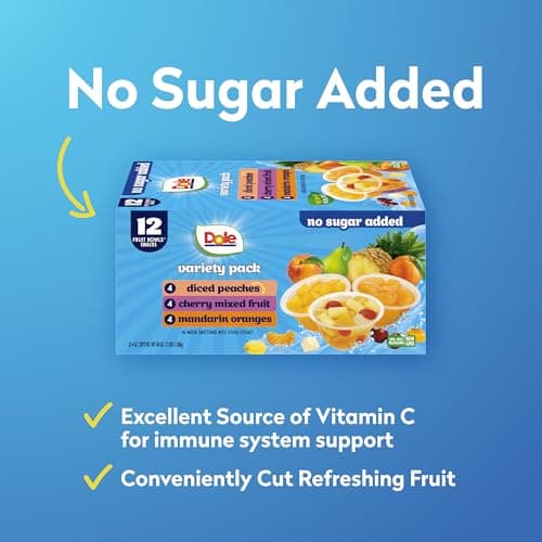 Dole Diced Peaches, Mandarin Oranges, and Cherry Mixed Fruit with No Sugar Added Variety Pack - Dole Fruit Bowls Snacks - 4 oz Bowls - 12 Pack — view 3
