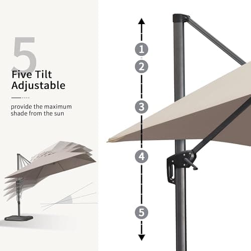 PURPLE LEAF 10' x 10' Patio Umbrella Outdoor Cantilever Umbrella Square Aluminum Offset Umbrella, Taupe — view 2