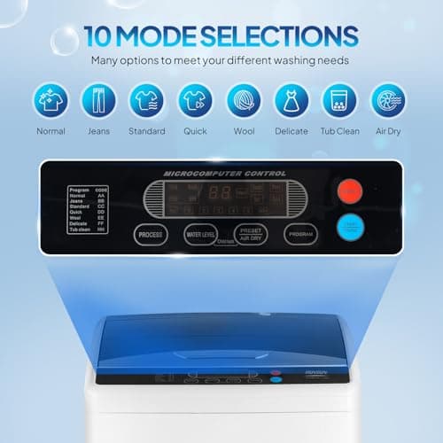 ROVSUN 25LBS Portable Washing Machine, Full-Automatic Electric Laundry Machine with Stainless Steel Drum, Compact Washer and Spin Dryer Combo with Drain Pump for Home, Apartment — view 3