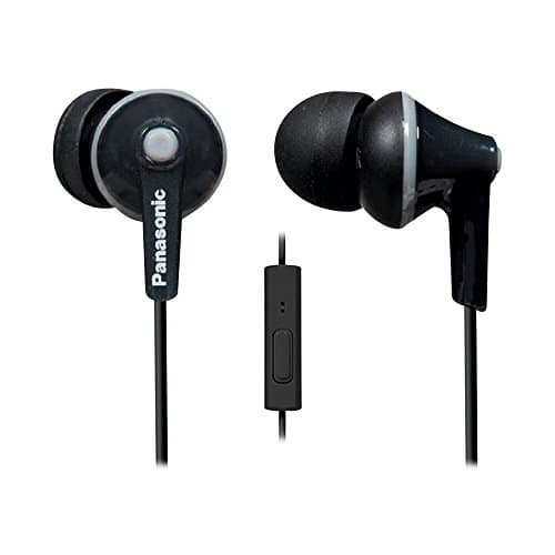 Panasonic ErgoFit Wired Earbuds, in-Ear Headphones with Microphone and Call Controller, Ergonomic Custom-Fit Earpieces (S/M/L), 3.5mm Jack for Phones and Laptops - RP-TCM125-K (Black)