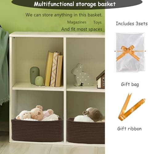 COMFY-HOMI 13" x 8.5" x 5.1" Storage Baskets for Organizing | Cotton Rope Woven Basket | Toy Storage Bin Box | Basket for Shelves, Closet Organizer Bin, Decorative Closet Shelf, 1 Pack — view 3