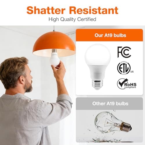 Sylvania ECO LED Light Bulb, A19, 100W Equivalent, Efficient 14.5W, 7 Year, 1450 Lumens, Frosted, 5000K, Daylight - 6 Pack (40884) — view 4