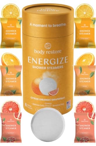 Body Restore Shower Steamers Aromatherapy 6 Pack – Fathers Day Gift for Dad, Birthday Gifts for Men, Relaxation Stress Relief Self Care – Premium Citrus Essential Oil Tablets