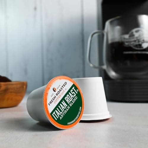 Fresh Roasted Coffee, Italian Roast Dark Coffee K-Cup Pods for Keurig Brewers, Dark Roast, Kosher, 96 Count Loose Pack — view 3