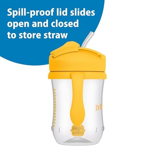 Dr. Brown's Milestones Baby's First Straw Cup, Training Cup with Weighted Straw, 9oz/270mL, Dark Blue/Vintage Yellow, BPA Free, 6m+, 2 Pack — view 5
