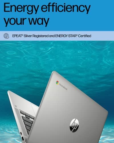 HP Chromebook 14 Laptop, Intel Celeron N4120, 4 GB RAM, 64 GB eMMC, 14" HD Display, Chrome OS, Thin Design, 4K Graphics, Long Battery Life, Ash Gray Keyboard (14a-na0226nr, 2022, Mineral Silver) — view 5