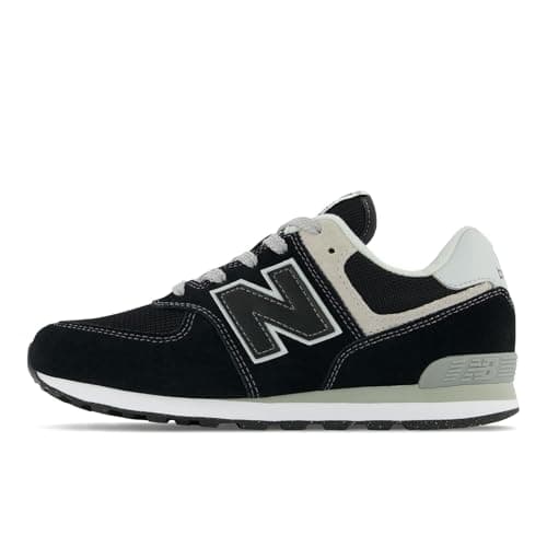 New Balance Kids 574 V1 70s Racing Lace-up Sneaker, Black/White, 6.5 M Big Kid (8-12 Years) — view 2