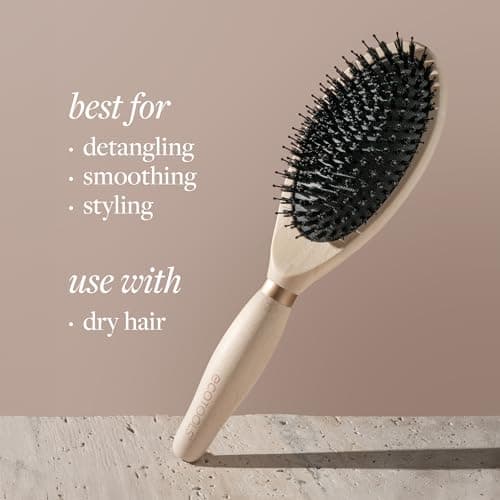 EcoTools Dual Bristle Hair Brush, Faux Boar & Nylon for Detangling Smoothing & Shine, for All Hair Types, Daily Styling Brush, Bamboo Handle, Vegan & Cruelty-Free, 1 Count — view 2