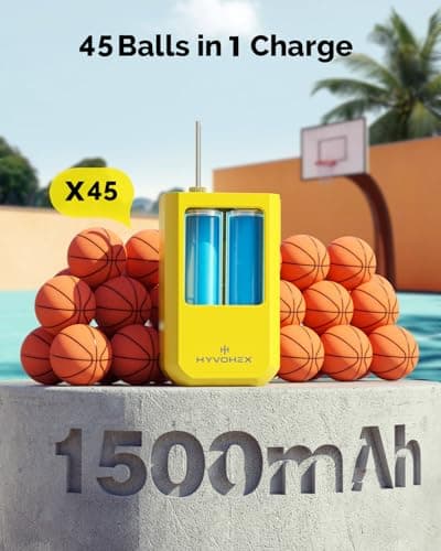 Ball Pump for Sports Balls, HYVOHEX Portable Electric Basketball Pump Ultra Fast Inflation, with Digital LED Display Air Pump for Balls, Preset Pressure with Ball Needle for Soccer, Volleyball — view 2
