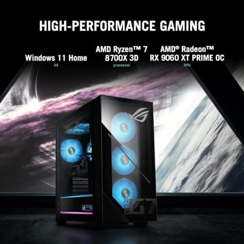 ASUS ROG GM700 (2025) Gaming Desktop PC, AMD Ryzen 7 8700F (Beats Intel i7-14700F), AMD Radeon RX 9060 XT, 1TB M.2 NVMe™ PCIe® 4 SSD, 32GB DDR5 RAM, Windows 11 — view 2