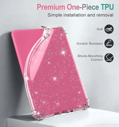MoKo Case for All-new 7" Kindle Paperwhite (12th Generation-2024) and Kindle Colorsoft Signature Edition 2024 Ultra Thin Clear Flexible Transparent TPU Skin Bumper Back Cover Shell, Clear Glitter — view 3