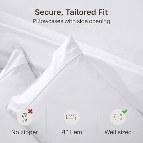 California Design Den Standard Queen Size Pillowcase Set - 400 Thread Count, 100% Cotton Sateen, Set of 2 Pillow Covers, Soft and Breathable - Bright White — view 3